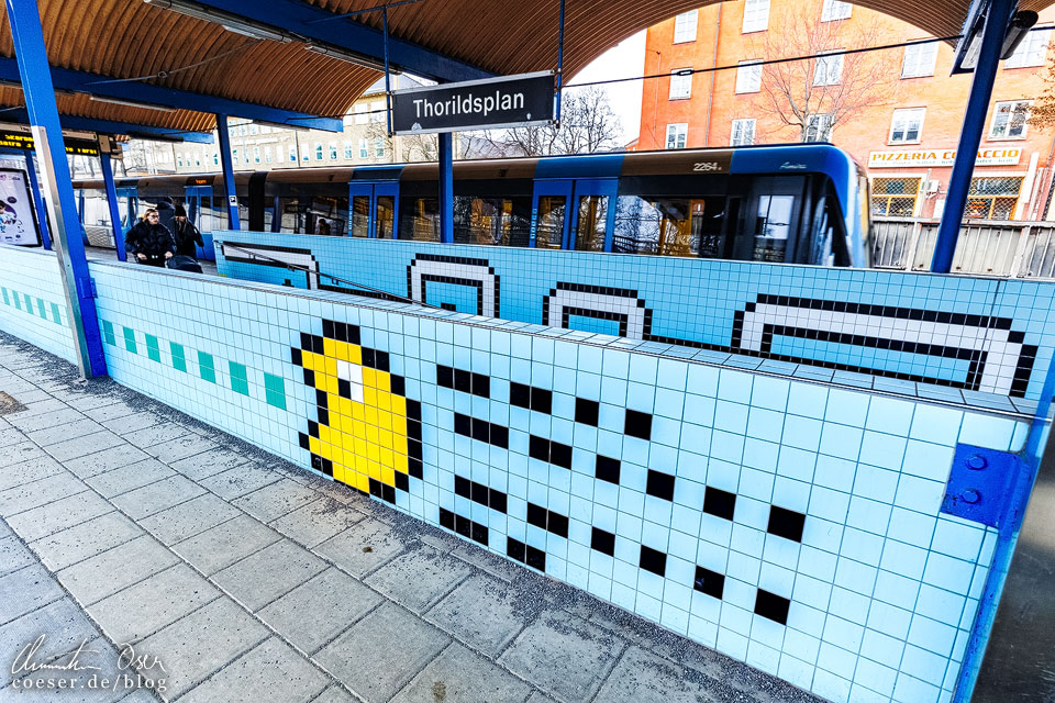 Moderne Kunst in der Metro-Station Thorildsplan in Stockholm, Schweden