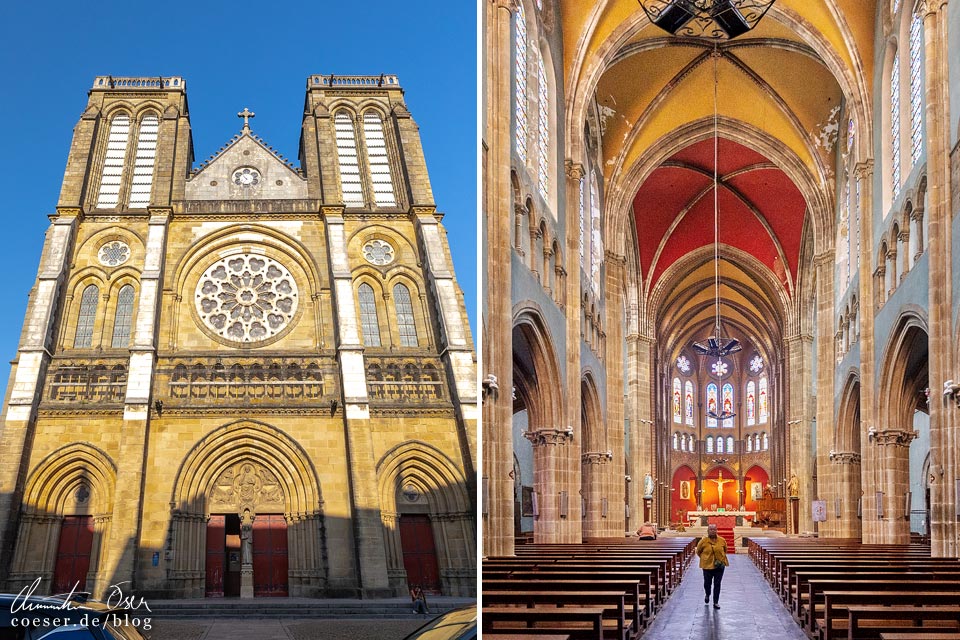 Außenansicht und Innenansicht der Kirche Église Saint-André in Bayonne, Frankreich