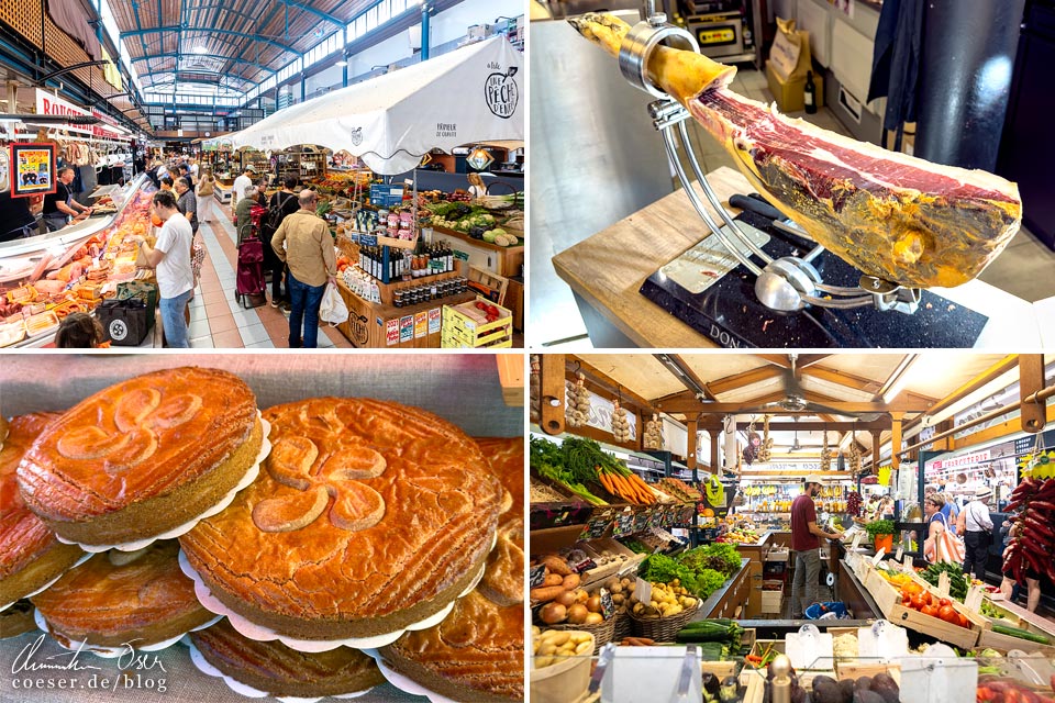 Innenansicht der Markthalle (Halles de Bayonne) in Bayonne, Frankreich