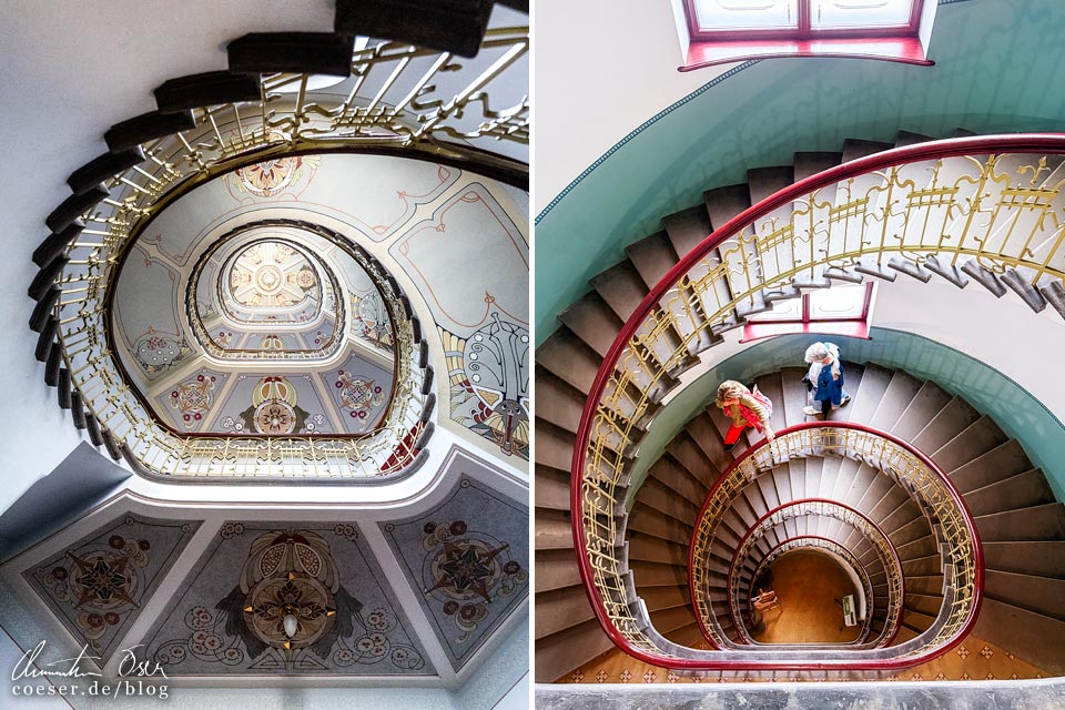 Stiegenhaus/Treppenhaus Stil des Art Nouveau im Jugendstilzentrum im Jugendstilviertel in Riga, Lettland