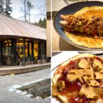 Waffel mit Braunkäse und Marmelade und ein typisch norwegischer Hotdog im Café Skomakerstuen in Bergen