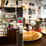 Waffel mit Braunkäse und eine Kardamomschnecke im Kaf Kafe Bryggen in Bergen