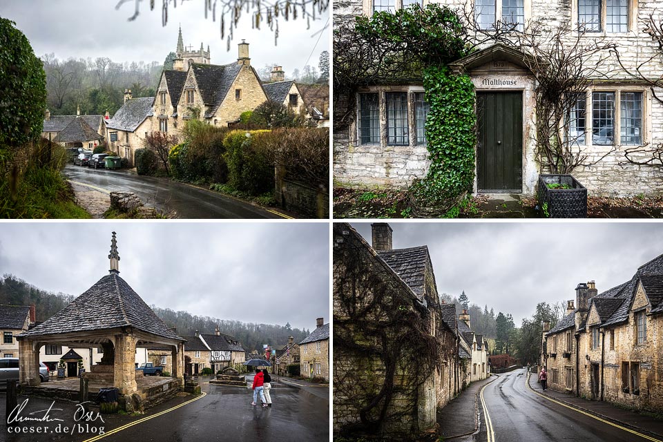 Fotos aus Castle Combe, Cotswolds: St Andrew's Church, Malzhaus, Marktkreuz und Brunnen