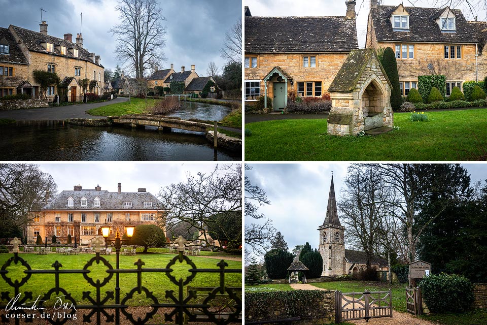 Fotos aus Lower Slaughter, Cotswolds: Ortsbild, Brunnen, Landhaus The Slaughters Manor House, St. Mary's Church