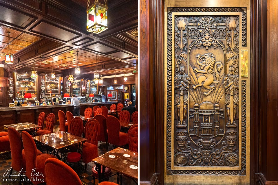 Das Pub The Dark Horse und eine der Holztüren aus „Game of Thrones“ in Belfast