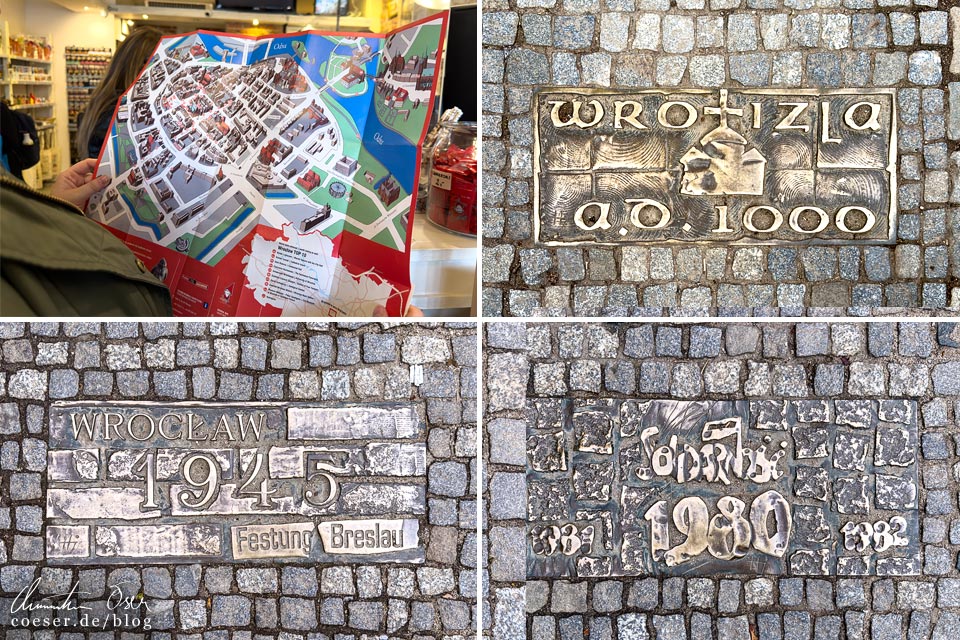 Der Geschichtspfad (Ścieżka historii Wrocławia) in Wrocław/Breslau, Polen