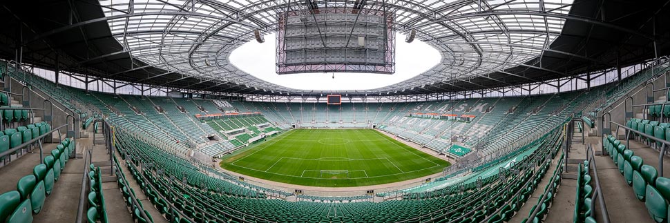 Panorama des Stadion Miejski Wrocław (Tarczyński Arena) in Wrocław/Breslau, Polen