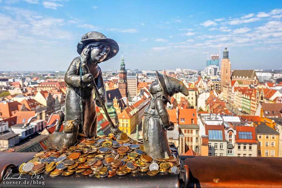 Hexenzwerge Tekla und Martynka auf der Bußbrücke in Wrocław/Breslau, Polen