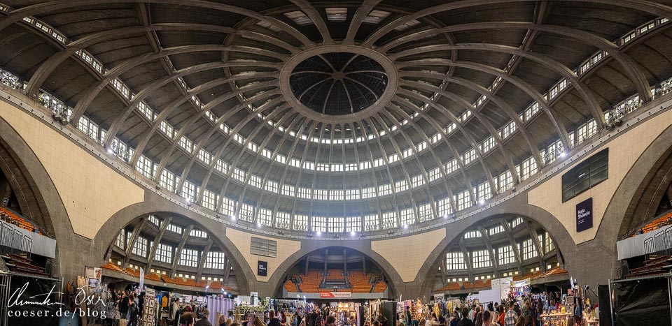 Panorama und Innenansicht der Jahrhunderthalle (Hala Stulecia) in Wrocław/Breslau, Polen