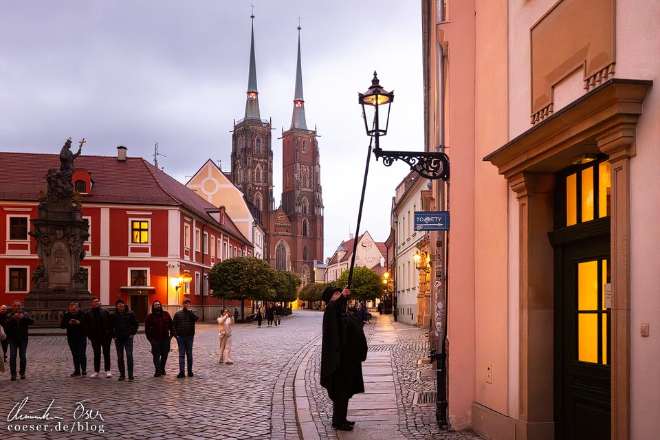 Der Laternenanzünder in Wrocław/Breslau, Polen