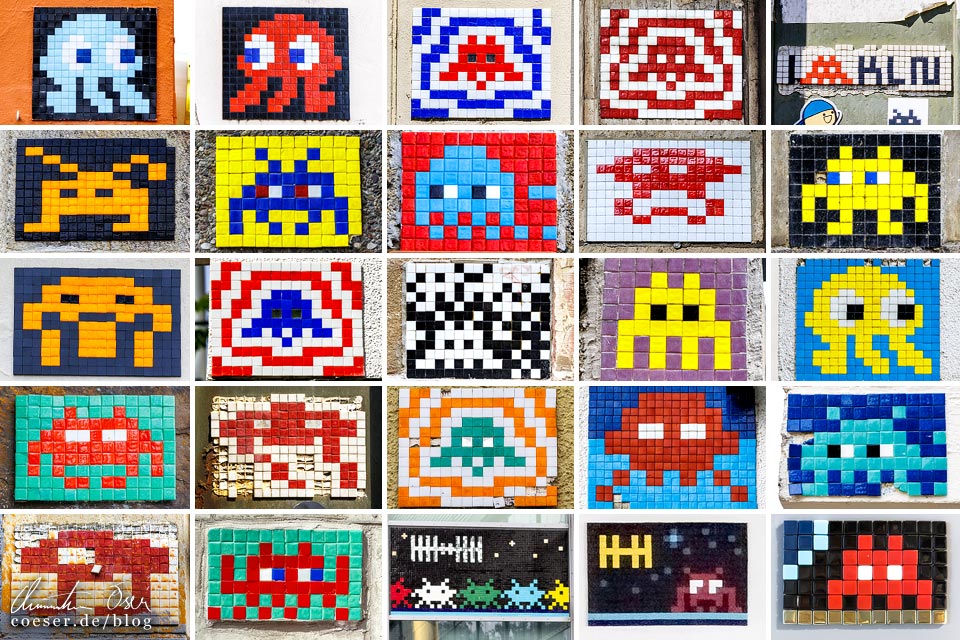Collage der Space Invaders in Köln