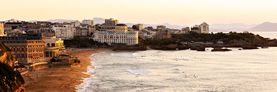 Sonnenuntergang in Biarritz mit Blick auf den Grand Plage