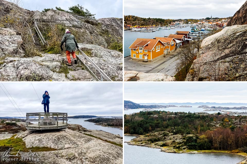 Aussicht vom Felsen Stödberget im Ort Grebbestad in der schwedischen Provinz Bohuslän