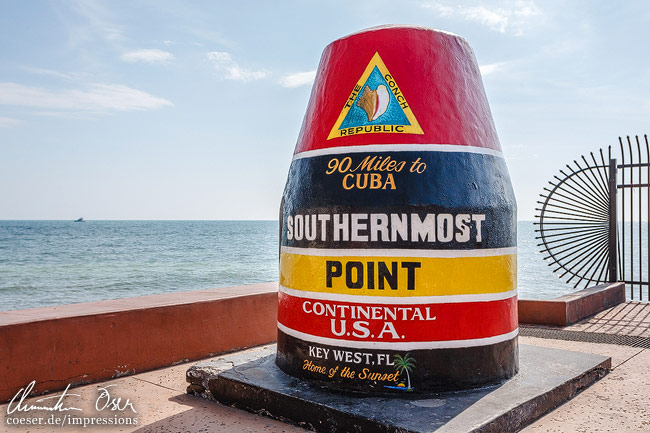 Der berühmte Southernmost Point in Key West, USA.