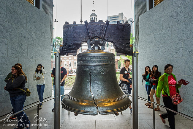 Die berühmte Liberty Bell im Liberty Bell Center in Philadelphia, USA.