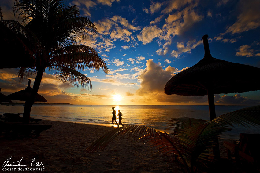 Sonnenuntergang am Strand von Trou aux biches, Mauritius.