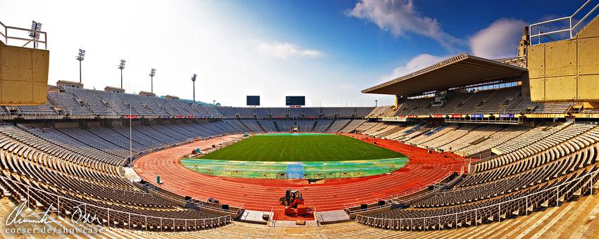 Panorama des Olympiastadions in Barcelona, Spanien.