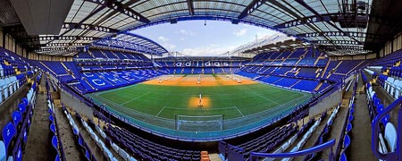 Panorama des Stadions an der Stamford Bridge in London, England