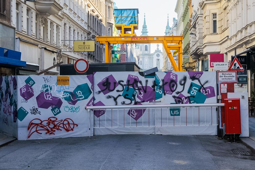 Baustelle an der künftigen Station Neubaugasse für die Verlängerung der Linie U2 in Wien