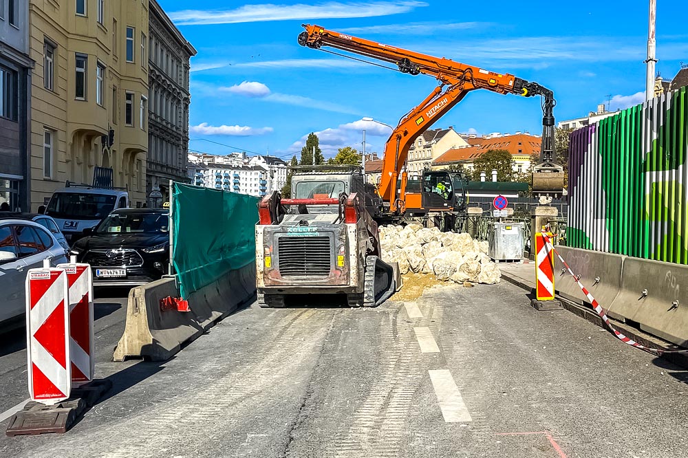 Baustelle an der künftigen Station Pilgramgasse für die Verlängerung der Linie U2 in Wien